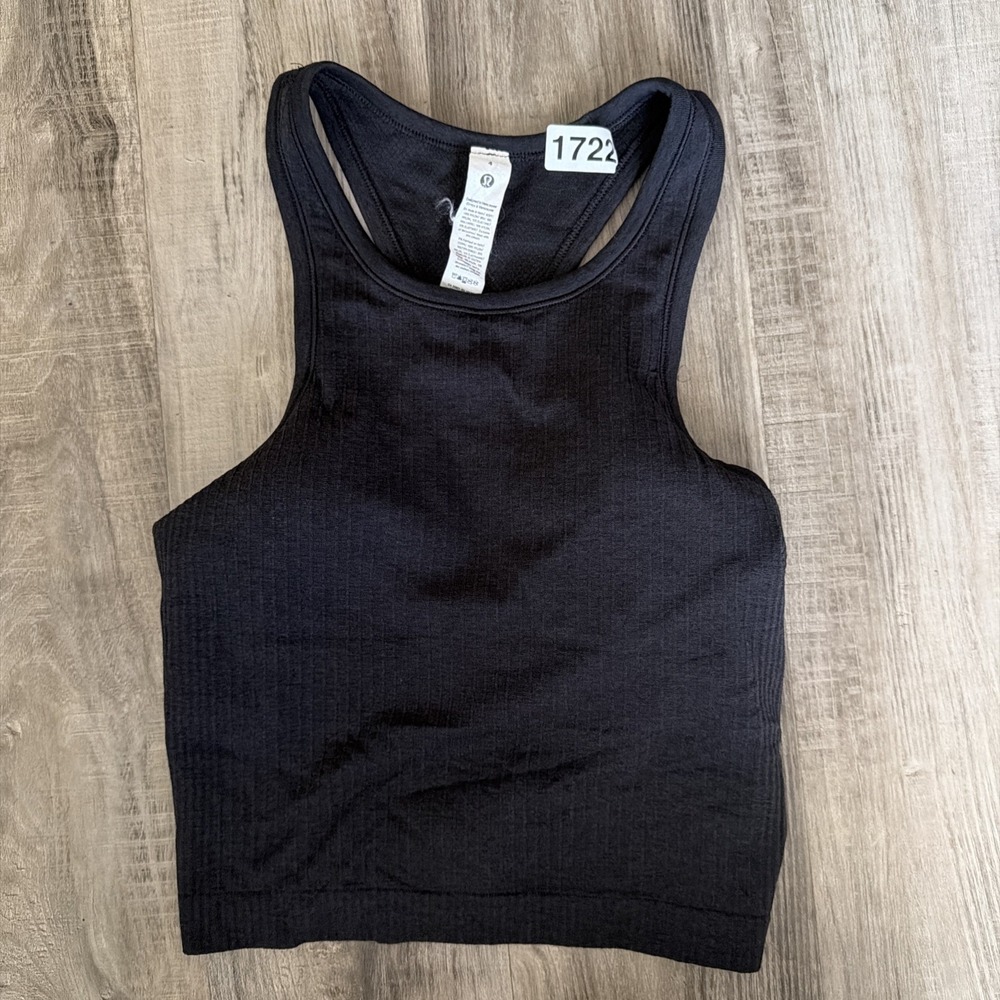 Lululemon Ebb to Street Cropped Racerback Tank Top in Black Women's Size 4